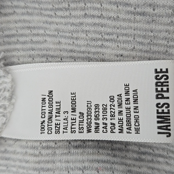 STANDARD JAMES PERSE Striped Boatneck Top Pullover Gray White Sz Large 3 Cotton - Picture 11 of 12